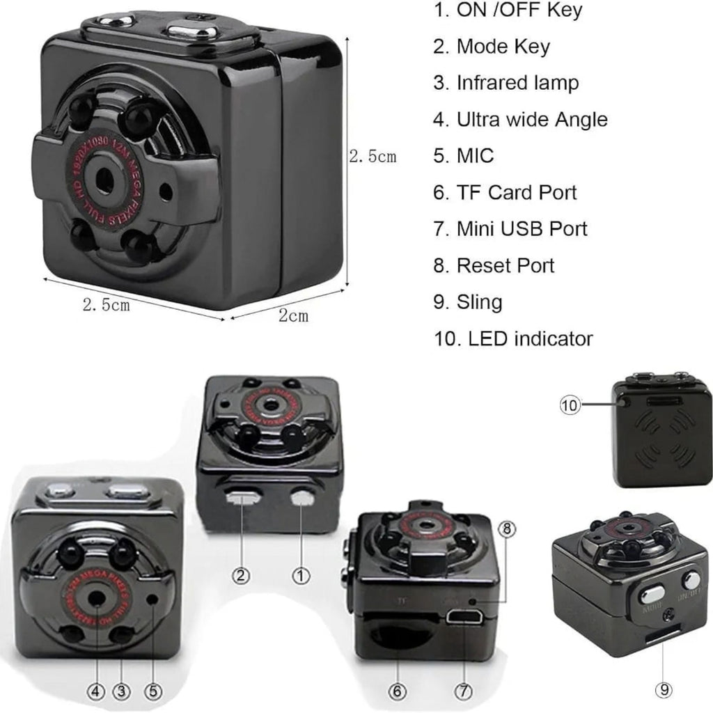 Mini 1080P HD Action Camera with Night Vision and Motion Detection