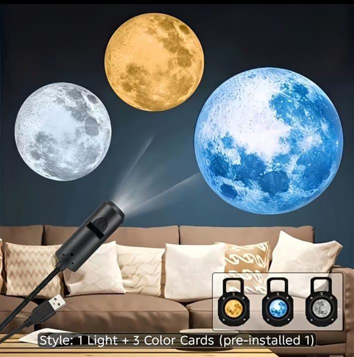 USB Moon and Earth Projector Night Light with 3 Lenses
