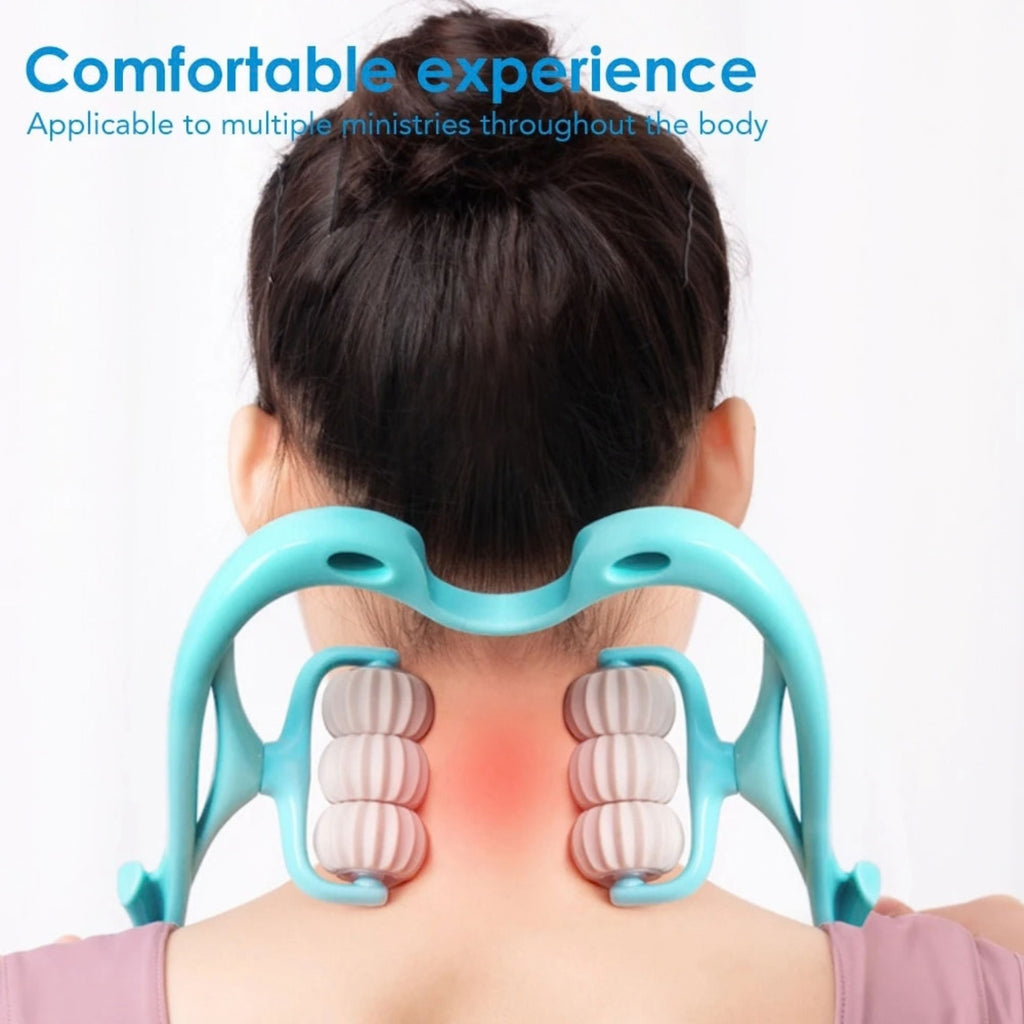 6-Wheel Pressure Point Neck and Shoulder Massager, Manual Roller