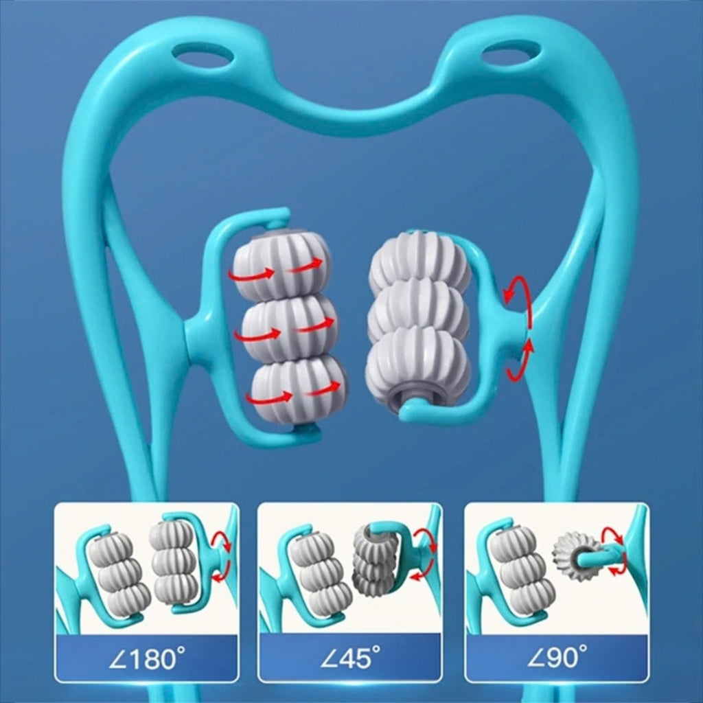 6-Wheel Pressure Point Neck and Shoulder Massager, Manual Roller