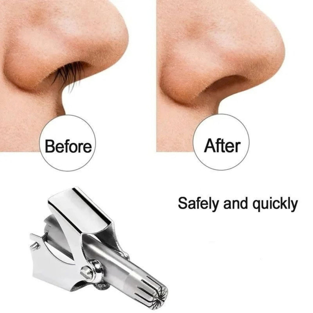 Manual Stainless Steel Nose Hair Trimmer with Brush and Pouch