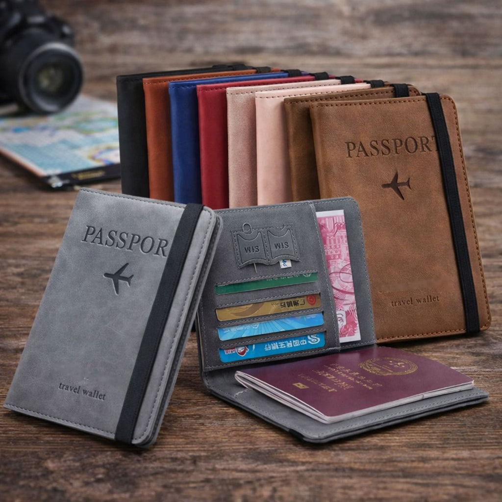 Passport Travel Wallet Organizer with Card, SIM and Boarding Pass Slots