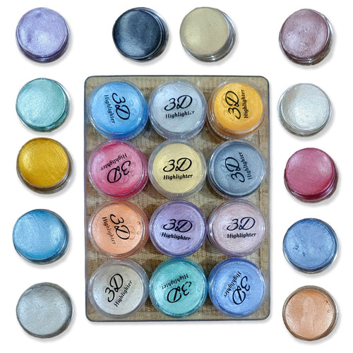 3D Shimmer Highlighter Palette with 12 Shades for Radiant Glow