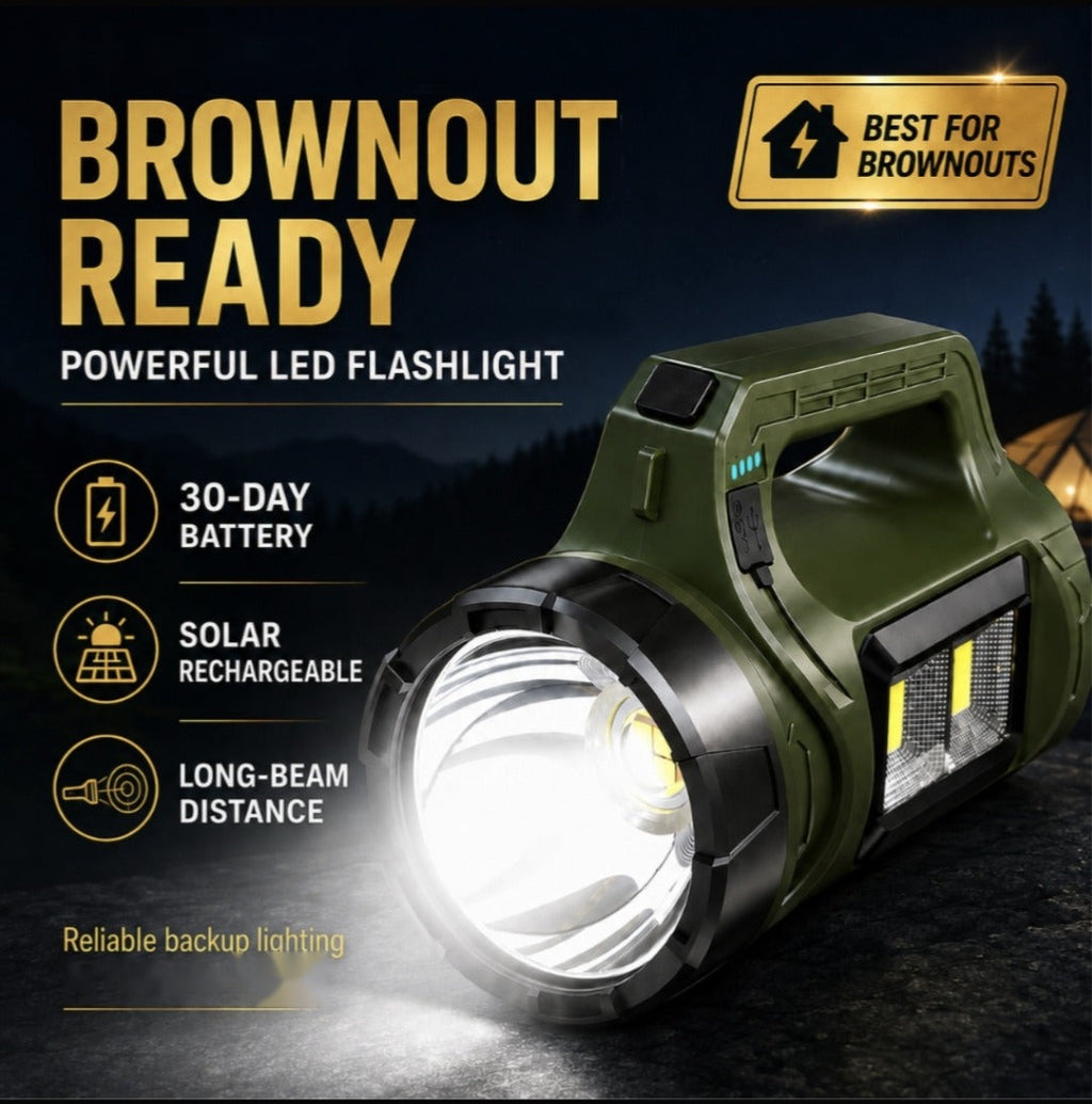 Solar Rechargeable LED Searchlight with COB Side Light