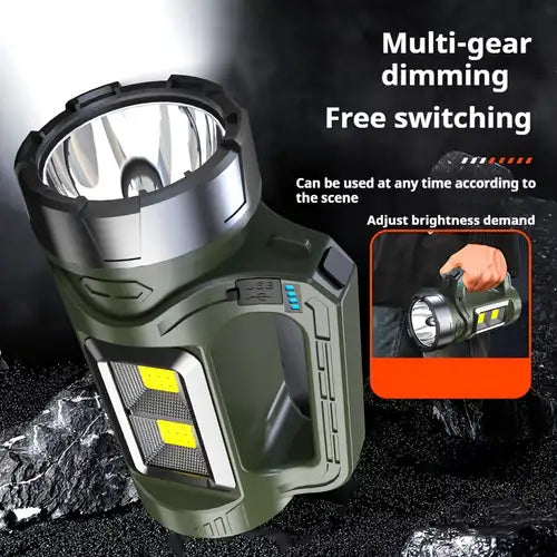 Solar Rechargeable LED Searchlight with COB Side Light