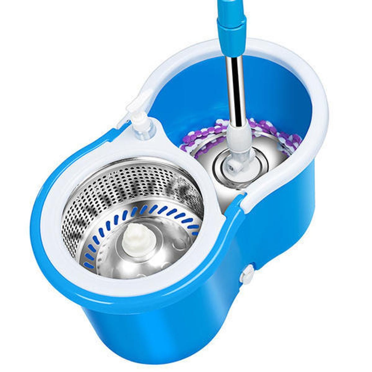 360° Spin Mop and Bucket Set with Steel Spinner and Microfiber Head