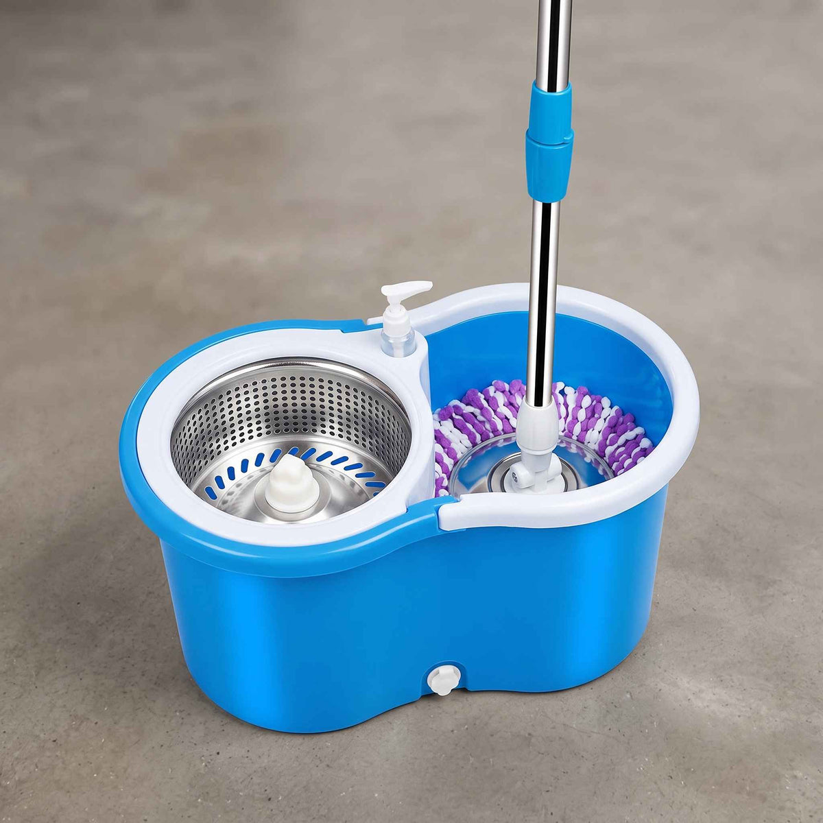 360° Spin Mop and Bucket Set with Steel Spinner and Microfiber Head
