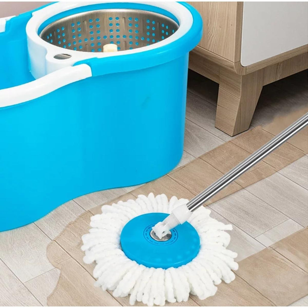 360° Spin Mop and Bucket Set with Steel Spinner and Microfiber Head