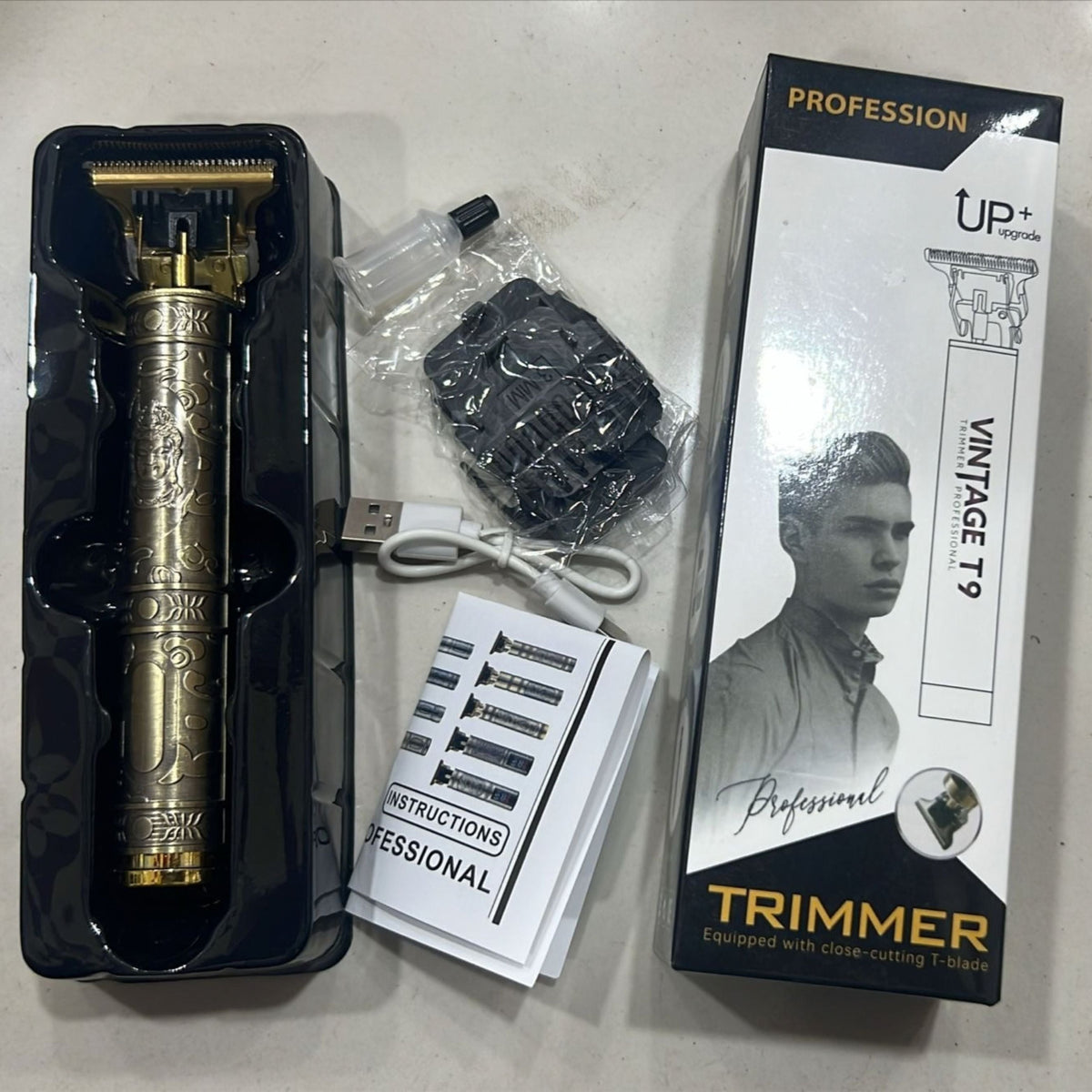Metal Body T9 Hair and Beard Trimmer, USB Rechargeable Clipper