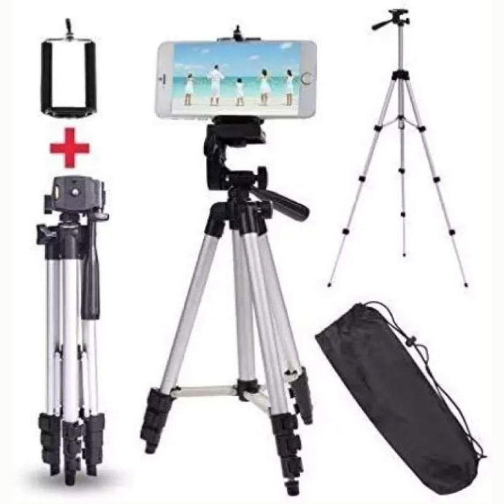 Adjustable Tripod Stand for Mobile and Camera with Phone Clip and Bag
