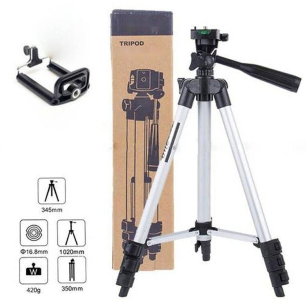 Adjustable Tripod Stand for Mobile and Camera with Phone Clip and Bag