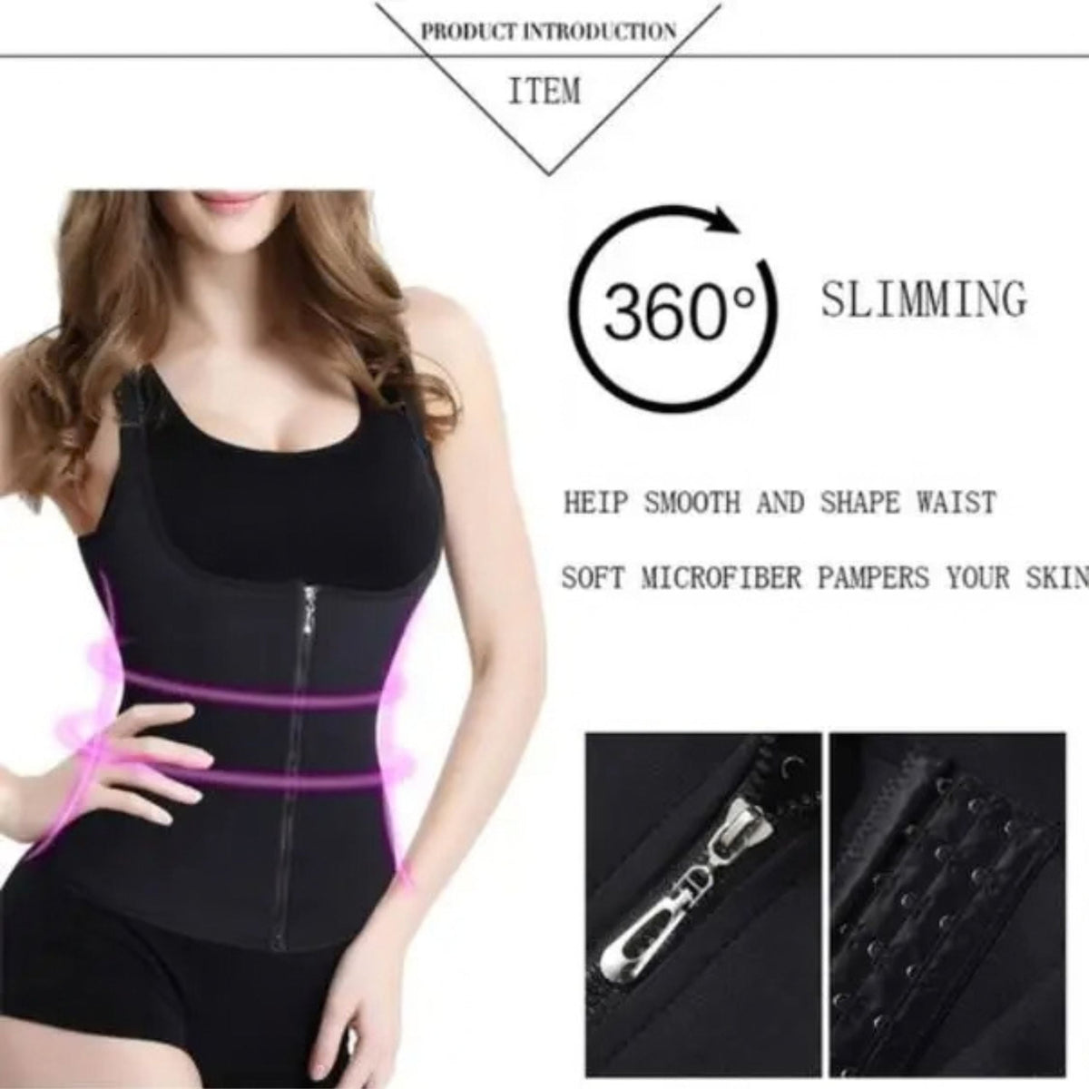 Adjustable Hook and Zip Waist Trainer Vest with Shoulder Straps