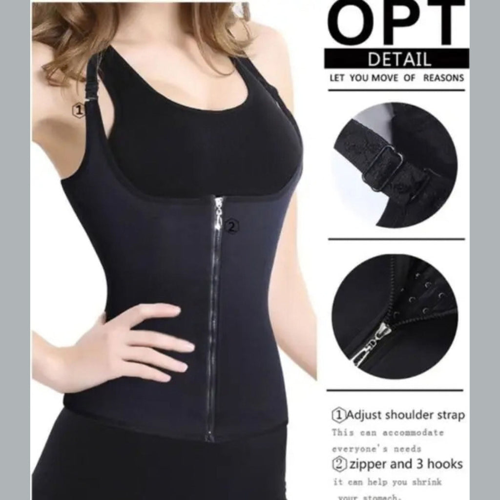 Adjustable Hook and Zip Waist Trainer Vest with Shoulder Straps