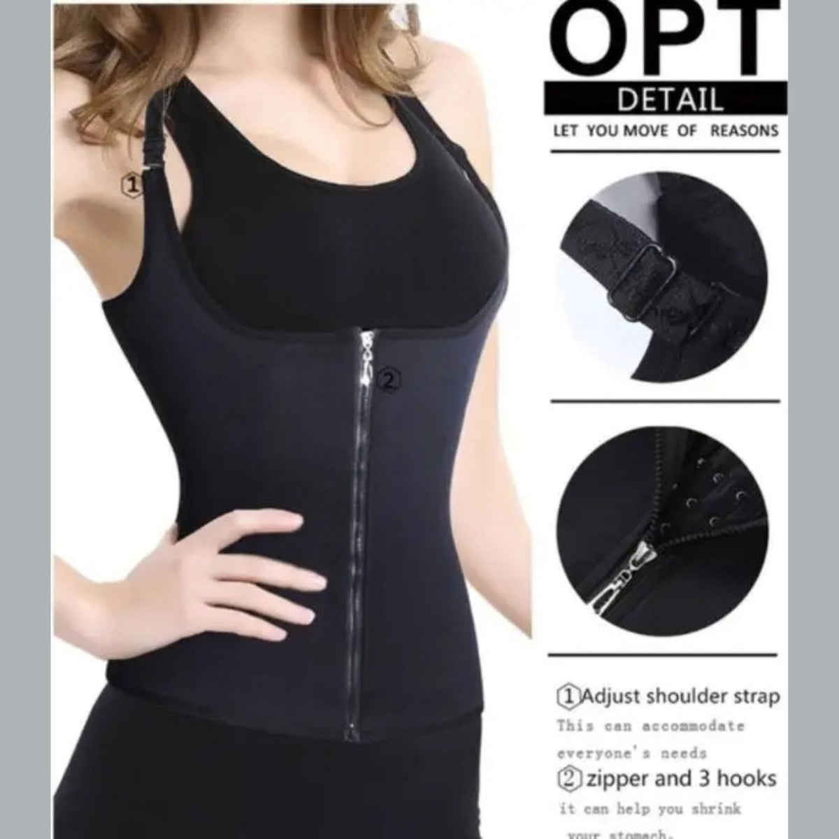 Adjustable Hook and Zip Waist Trainer Vest with Shoulder Straps
