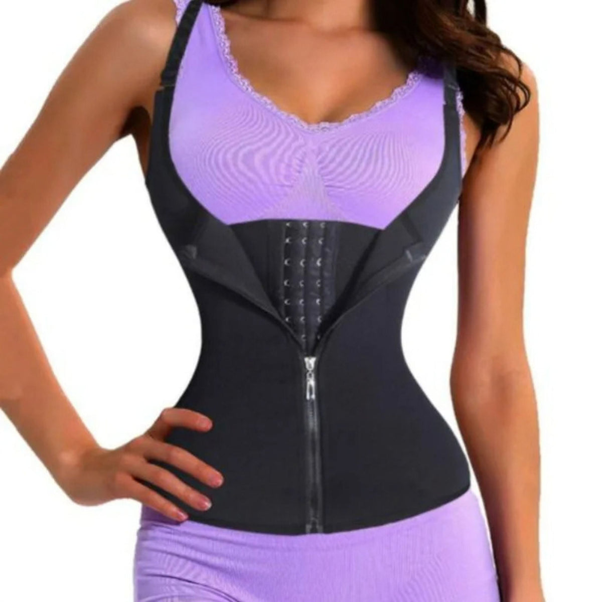 Adjustable Hook and Zip Waist Trainer Vest with Shoulder Straps