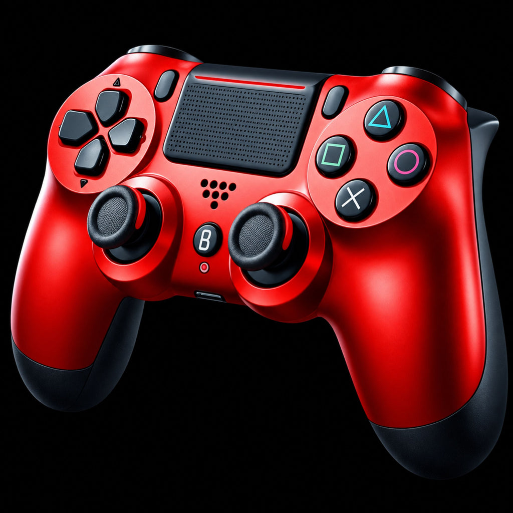 Wireless Gaming Controller with Touch Panel and Dual Vibration, Red